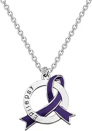 [CENWA] Epilepsy Purple Ribbon Clip-on Charm/Necklace Epilepsy Awareness Gift Purple Awareness Epilepsy Survivor Jewelry