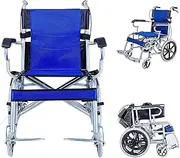 Lightweight Aluminium Wheelchair, with Attendant Brake Transport Wheelchairs Mobility Equipment Portable Fold Up for Adults(B)