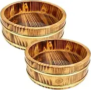 HOLIDYOYO 2pcs Sushi Serving Tray Traditional Rice Mixing Tub Wooden Rice Storage Storage