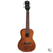 Luna MO MAH Mahogany Concert Ukulele Lizard Design Aquila Strings w/ Gig Bag