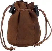 [Oakridge Leather] Small Drawstring Coin Pouch, Brown Hunter Leather, One Size, Coin Pouch