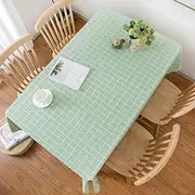 NUZAMAS 137x137cm Rectangle Table Clothes PEVA Table Cloth Water Resistant Table Cover Green Plaid Tablecloth Dining Table Cover for Picnic Camping Coffee Dining Party