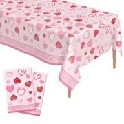 Valentines Tablecloth 2Pcs Valentines Day Tablecloth Plastic 54x108 Inch Red ...