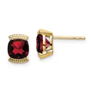 14k Yellow Gold Garnet Post Earrings