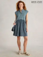 White Stuff Blue Everly Jersey Shirt Dress (H12055) | $136