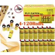 4-120 Rolls Insect Bug Fly Paper Catcher Trap Ribbon Strip Sticky Tape Flies