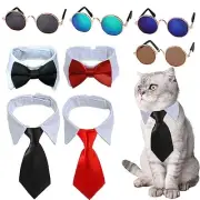 8 Pieces Pets Dog Cat Bowtie Pet Sunglasses Pet Costume black/red + glasses