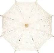 [COLLBATH] Embroidery Lace Umbrella Childrens Umbrella Bridal Umbrella Party Umbrella Girl Umbrella Wedding Mini Umbrella Decorative Umbrella Lace Umbrella Cotton White