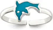 [JewelryWeb] 925 Sterling Silver Polished Enameled Dolphin toe ring