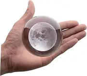 Cabilock Moon Crystal Ball Clear Planet Cosmic Model Engraved Glass Sphere for Home Decor for Astronomy Enthusiasts for Birthdays and Holidays