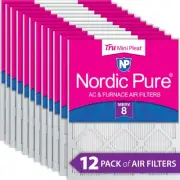 12x18x1 Nordic Pure Tru Mini Pleat MERV 8 AC Furnace Air Filters 12 Pack