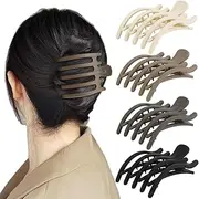 Ahoney 4 Pack Flat Claw Clips Alligator Hair Clips for Women Thick Hair, 3.7" Flat Hair Clips Banana Clips Hair Lay Down Claw Clip Matte Finish Hair Styling Accessories for Women