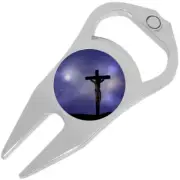 Jesus on Cross Golf Ball Marker Divot Repair Tool Bottle Opener