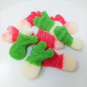 Gummi Snowmen, Strawberry and Apple Flavor, Soft Sugar Sanded Christmas Candy