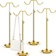Weysat 4 PCS Purse Holder Stand Adjustable Handbag Stand Double Hook (Gold)