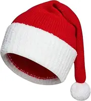 [eyigylyo] Christmas Knitted Santa Hat for Adult Women, Winter Warm Beanie Knit Hat Xmas Hat for New Year Festive Holiday Party