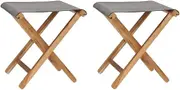 Garden Chair Folding Chairs 2 pcs Solid Teak Wood and Fabric Dark Grey Patio Seating