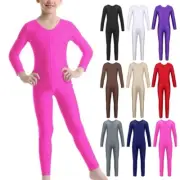 Kids Girls One Piece Full Length Bodysuit Gymnastics Yoga Jumpsuits Unitard