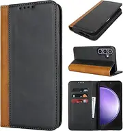 [Cavor] for Samsung Galaxy S23 FE 5G Case,Premium Leather Folio Flip Wallet Case Cover Magnetic Closure Book Design with Kickstand Feature & Card Slots(6.4")-Black