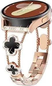[WINGLE] for Samsung Galaxy Watch 7 6 5 4 FE Band 40mm 44mm Women Galaxy Watch 5 Pro Band 45mm, Four/4 Leaf Clover 20mm Bling Band for Active 2/Galaxy Watch 6/4 Classic 43mm 47mm 42mm 46mm/Watch 3 41mm
