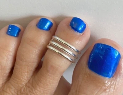 Casual Use For Women's Solid Metal Adjustable Triple Band Toe Ring 925 Silver