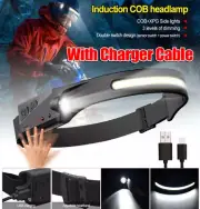 1PCS COB LED Headlamp USB Rechargeable Motion Sensor Waterproof Head Light