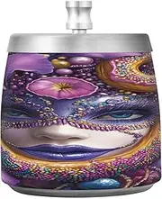 Stainless Steel Cigar Ashtray with Lid for Indoor Outdoor Use Mardi Gras Carnival Purple Masks Unique Smokeless Ashtrays for Cigarettes for Home Office Decor