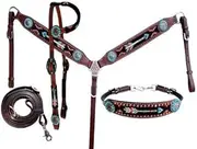 Showman Beaded Arrow Design Headstall, Breast Collar, Reins & Wither Strap Set
