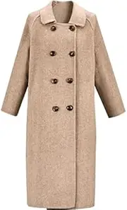 [Generic] Wool Coat Women's Long Temperament Double-Sided Wool Coat in Autumn and Winter Cashmere Coat (Color : Grey, Size :