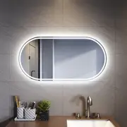 ELEGANT Oval Bathroom Mirror 900x450mm Touch Switch with Anti-Fog and Backlit&Frontlit LED Bathroom Mirror