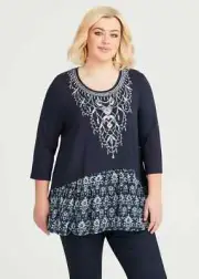 ts Taking Shape Tunic Size 16 Bijou Natural Tier Hem style NWT