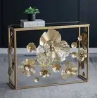 ORCHID ART DECO FLORAL MIRRORED HALL TABLE/CONSOLE TABLE