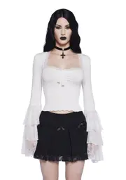 [Widow] Haunted Grace Long Sleeve Top - White