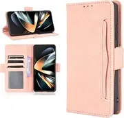 Asuwish Compatible with Samsung Galaxy Z Fold 4 5G 2022 Wallet Case and Card Holder Stand Leather Flip Cell Accessories Phone Cover for Gaxaly ZFold4 Z4 Fold4 4Z ZFold45G Women Men Rose Gold