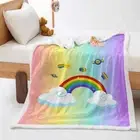 White Cloud Rainbow Color Candy 3D Warm Plush Fleece Blanket Picnic Sofa Couch