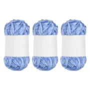 3pcs Velvet Chenille Yarn Bulky Fluffy Chunky Yarn for Crochet Sky Blue, 80m