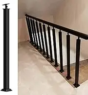 Wrought Iron Hand Rail, Modern Industrial Staircasae Railing Posts, Black Hand Rail Kits, 270°Adjustable Indoor Handrail for Attic Balconies Safety Railing 1PCS(Size:75cm)
