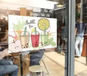 3D Bubble Tea G3001 Pearl Tea Shop Window Stickers Vinyl Wall Mural Decals Honey