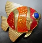 ESTEE LAUDER Tropical Enamel Gold Fish Solid Perfume Compact Unused!