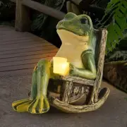 Mini Frog Garden Statue Solar Light Outdoor Decor Yard Ornament Gift