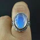 Proposal Women's Ring Natural Opal Oval Gemstone 925 Sterling Silver