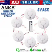 6 X Smoke Alarm Detector Wireless Interconnected Photoelectric 10 Years + Remote
