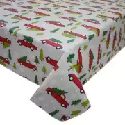 St. Nicholas Square Holiday Truck Vinyl Tablecloth- Round 70"