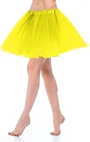 [Yolev] Women's Tulle Skirt Teen Adult Classic Elastic 3 Layered Tulle Tutu Skirt for Dress-up Parties Dancing for Women and Teens