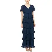 Sheath Mother of the Bride Dress Plus Size V Neck Ankle Length Chiffon Short Sleeve with Tier free custom size