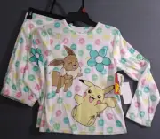 Pokemon Pajamas Pikachu Eevee Girl Size 7 8 Easter Loungers Top Pants PJs Fleece