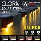 4/8Pcs LED Solar Powered Fence Wall Lights Step Path Decking Garden 3Colors Lamp