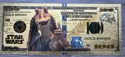 24k Gold Plated Jar Jar Binks Star Wars Banknote Collectible