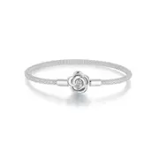 Sterling Silver S925 Blooming Rose Mesh 19cm Charm Bangle - AVILIA Designs
