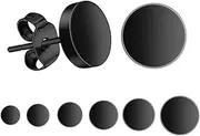 [KWUNCCI] Black Round Stud Earrings Set Stainless Steel Matte Black Ear Studs for Men Women 6 Pairs 3mm-8mm